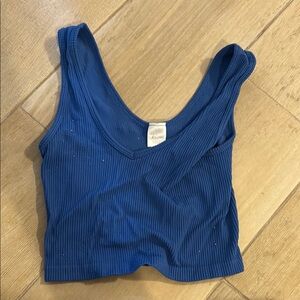 Blue Ribbed Women's Top